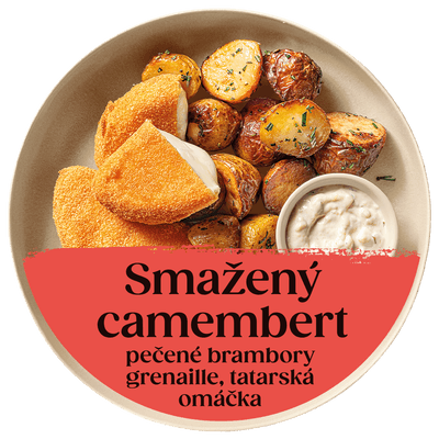 Cibule Bistro Smažený Camembert s pečenými bramborami grenaille a tatarskou omáčkou
