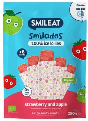 Smileat BIO 100% ovocné zmrzlinky k zamražení jahoda & jablko (5x 50 g)