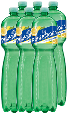 Poděbradka Jemně perlivá s příchutí citron 6 x 1,5 L
