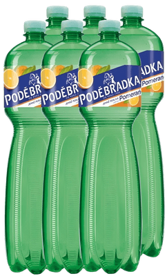 Poděbradka Jemně perlivá s příchutí pomeranč 6 x 1,5 L