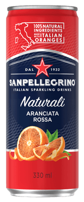 San Pellegrino Aranciata Rossa pomeranč červený, plech