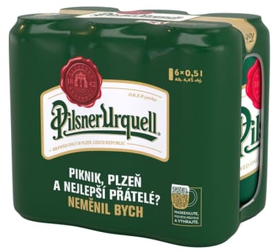 Pilsner Urquell pivo světlý ležák, plech 6x0,5l