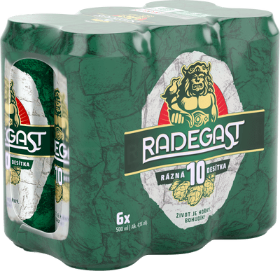 Radegast Rázná 10, světlé výčepní, plech 6x500ml