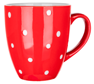 Banquet Hrnek keramický baňák červený s puntíky 400ml 1ks
