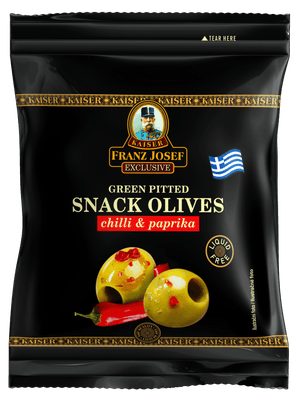 Franz Josef Kaiser Snack olivy zelené bez pecky s chilli a papričkou