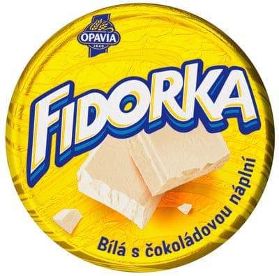 Opavia Fidorka Bílá s čokoládovou náplní žlutá