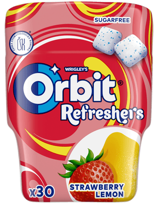 Orbit Refreshers žvýkačky bez cukru, Jahoda a citron