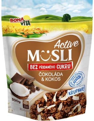Bonavita Musli crunchy bez cukru čokoláda a kokos