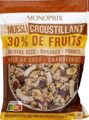 Monoprix Müsli, Křupavé kousky 30% ovoce