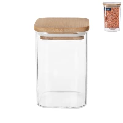 ORION Dóza borosil. sklo/bambus 1,3 l hranatá