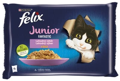 Felix Fantastic Junior kapsičky pro koťata kuře, losos v želé 4x85g