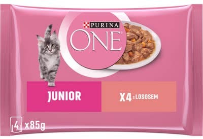 Purina ONE Junior kapsičky pro koťata, losos ve šťávě 4x85g