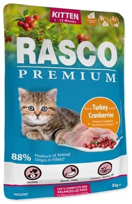Rasco Premium Kapsička pro koťata krůtí s brusinkou