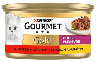 Gourmet Gold konzerva pro kočky hovězí, kuře