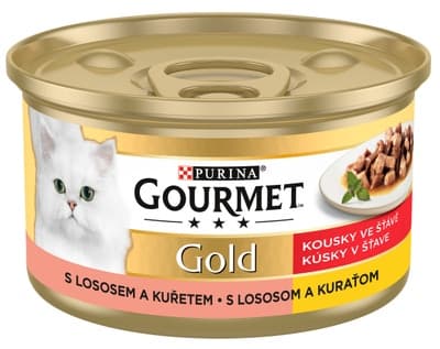 Gourmet Gold konzerva pro kočky losos, kuře