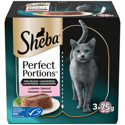 Sheba Perfect Portions vaničky s lososem pro dospělé kočky 3x 75 g