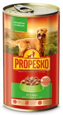 Propesko Konzerva jehněčí, kuřecí s kousky v omáčce pro psy