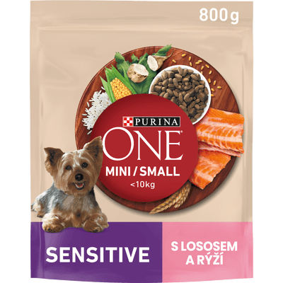 Purina ONE Mini Sensitive granule pro psy, losos