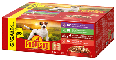 Propesko kapsičky pro psy, maso, omáčka, 80x100g