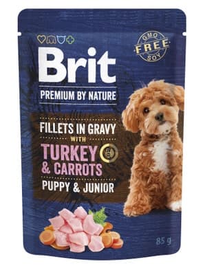 Brit Premium by Nature Krůtí filetky v omáčce s mrkví pro štěňata a mladé psy