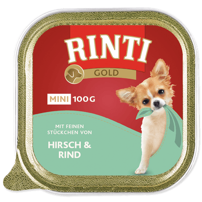 Rinti Gold Adult jelen a hovězí, vanička mini pro psy
