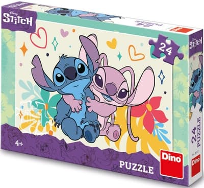Dino Toys Stitch a Angel puzzle deskové, 24 dílků