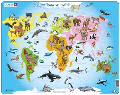 Dino Toys Zvířata ve světě edu puzzle, 28 dílků