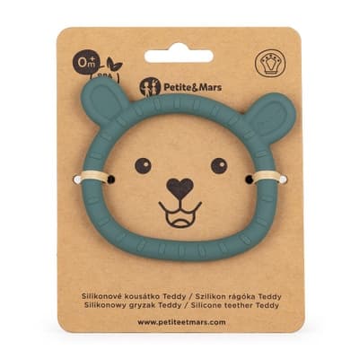 Petite&Mars Kousátko silikonové Teddy Misty Green 0m+