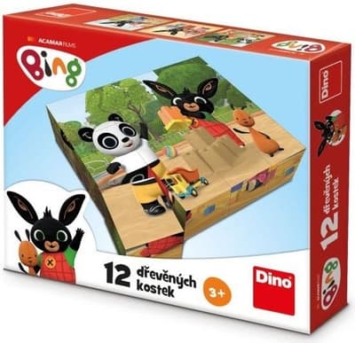Dino Bing Dřevěné kostky 12 ks