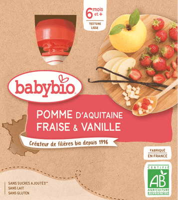 BabyBio BIO Kapsička Jablko, jahoda a vanilka 4x90g