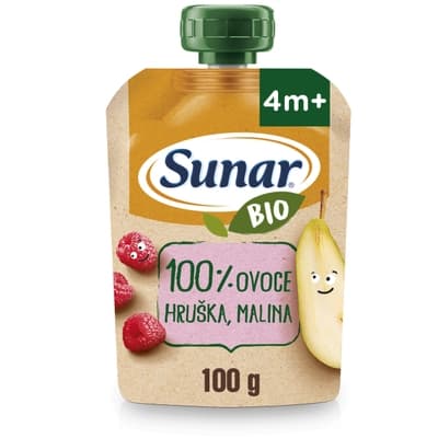 Sunar BIO ovocná kapsička hruška, malina 4m+