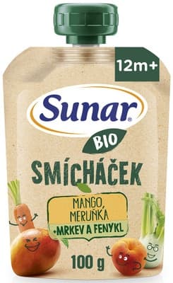 Sunar BIO ovocná kapsička Smícháček mango, mrkev, meruňka a fenykl