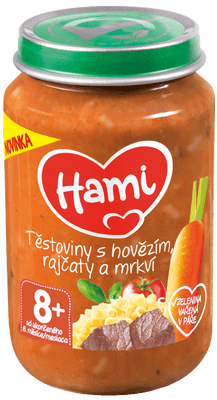 Hami masozeleninový příkrm Těstoviny s hovězím, rajčaty a mrkví