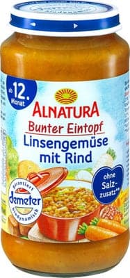 ALNATURA BIO Dětská výživa Hovězí, čočka a lupina