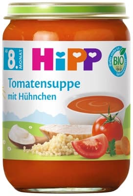 HiPP BIO Rajčatová polévka s nudlemi a kuřecím masem