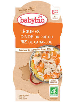 BabyBio BIO Zelenina s krůtím masem a rýží 2x200g