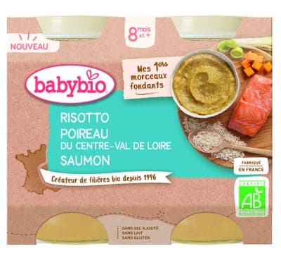 BabyBio BIO rizoto s pórkem, máslovou dýní a lososem 2x200g
