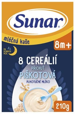 Sunar mléčná kaše s 8 cereáliemi na dobrou noc piškotová