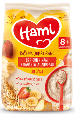 Hami Mléčná kaše se 7 obilninami, Banánem a jahodami