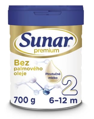 Sunar Premium 2, pokračovací kojenecké mléko od uk. 6. měsíce