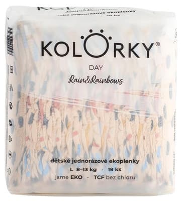 Kolorky Day Jednorázové eko plenky déšť a duhy L (8-13 kg)