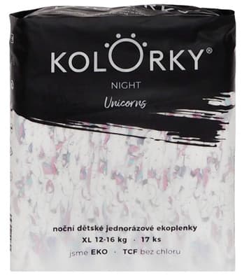 Kolorky Night noční jednorázové eko plenky jednorožci XL (12-16 kg)