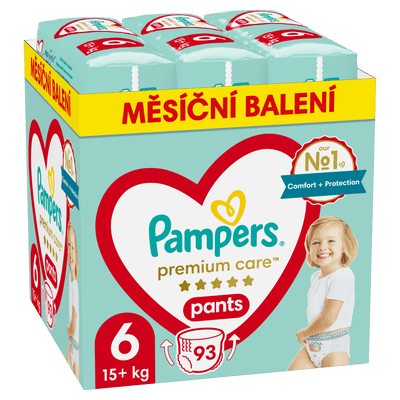 Pampers Pants Premium Care Plenkové kalhotky, měsíční balení, vel. 6 (15+ kg)