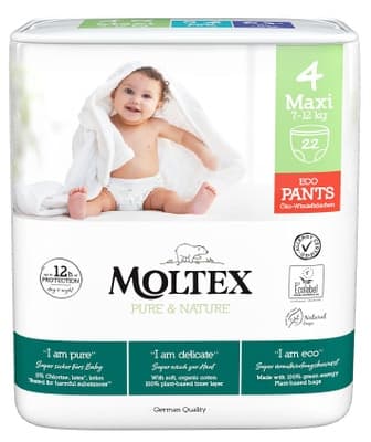 Moltex Pure & Nature Plenkové kalhotky Maxi vel. 4 (7-12 kg)