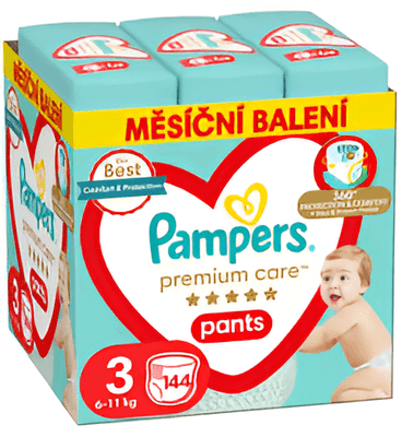 Pampers Pants Premium Care Plenkové kalhotky, měsíční balení, vel. 3 (6-11 kg)