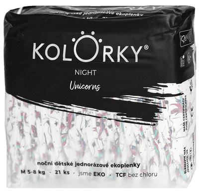 Kolorky Night EKO plenky na noc - Jednorožci - vel. M (5-8 kg)