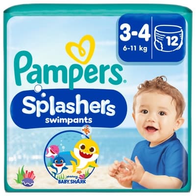 Pampers Kalhotkové plenky Splashers Carry Pack Baby Shark, velikost 3, 12ks