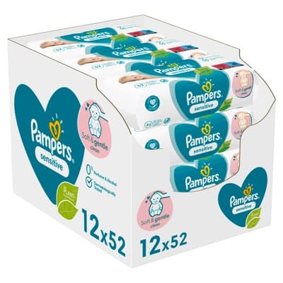 Pampers Sensitive Vlhčené ubrousky 12×52ks