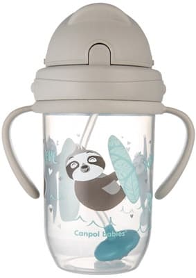 Canpol babies Nevylévací hrneček se slámkou a závažím Exotic Animals, šedý, 270 ml