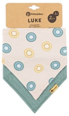 Petite&Mars Bryndák Bandana Luke Beige Kiwis & Misty Green, 3m+